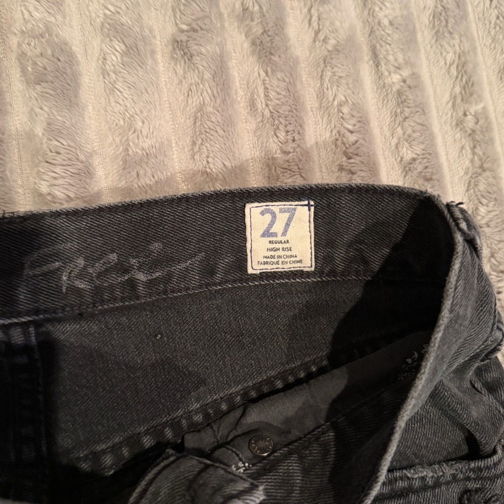 We The Free Free People High Rise Button Fly Distressed Straight Leg Jeans 27 - Picture 5 of 8